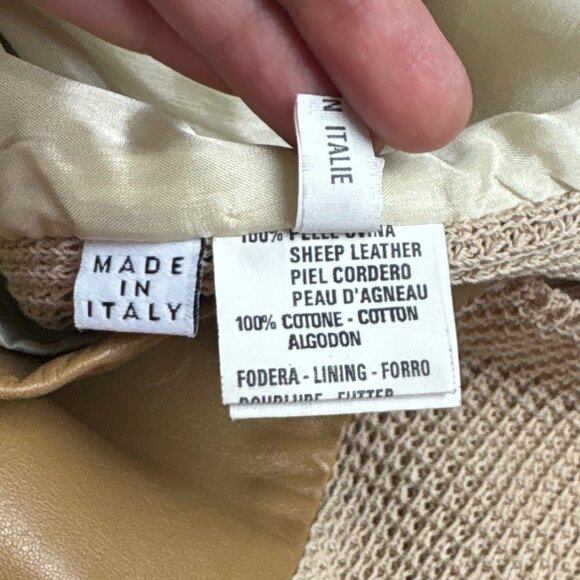 Gianfranco Ferre Italy Genuine Leather Knit Combo Jacket Tan Beige Size IT 42 - Picture 10 of 12